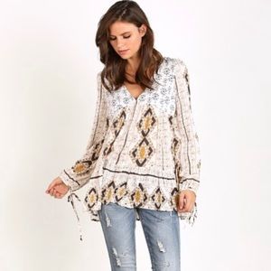 Free People 60's Down by the Bay Tunic Ivory Combo